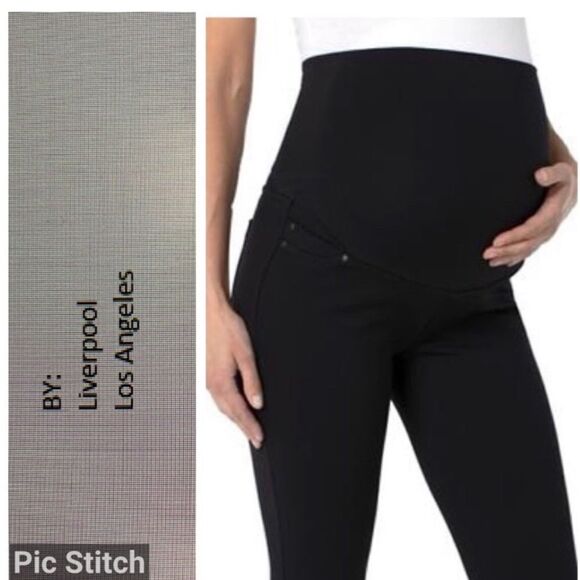 LIVERPOOL Leggings Maternity NEW Stretch Jeans Pockets Black Size 4/27 - Picture 2 of 12